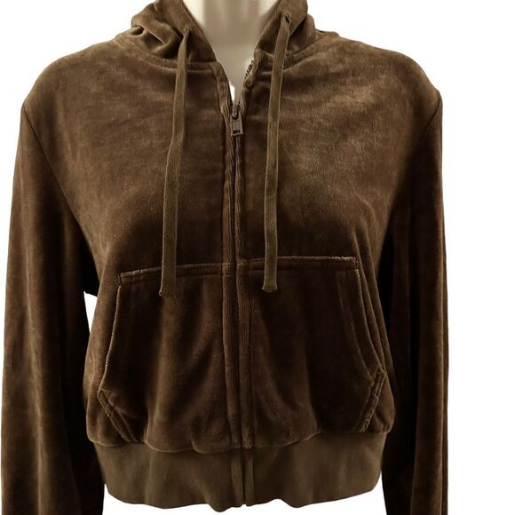 John Galt ~ NWT Brown Velour zipped hoodie ~ one size ~ please see measurements - Picture 2 of 10